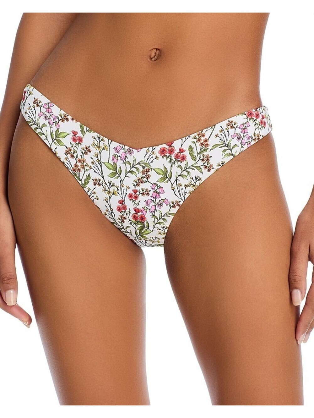48$ Aqua Swim High Leg Bikini Bottom Women's Size L White Multicolor